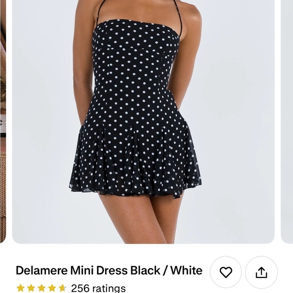 Princess Polly Black Dress with White Dots - Picture 5 of 5